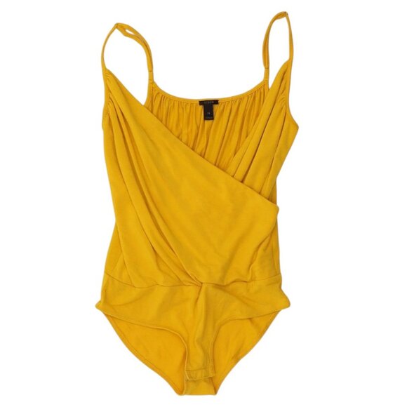 J. Crew Tops - J. Crew Yellow Surplice Bodysuit